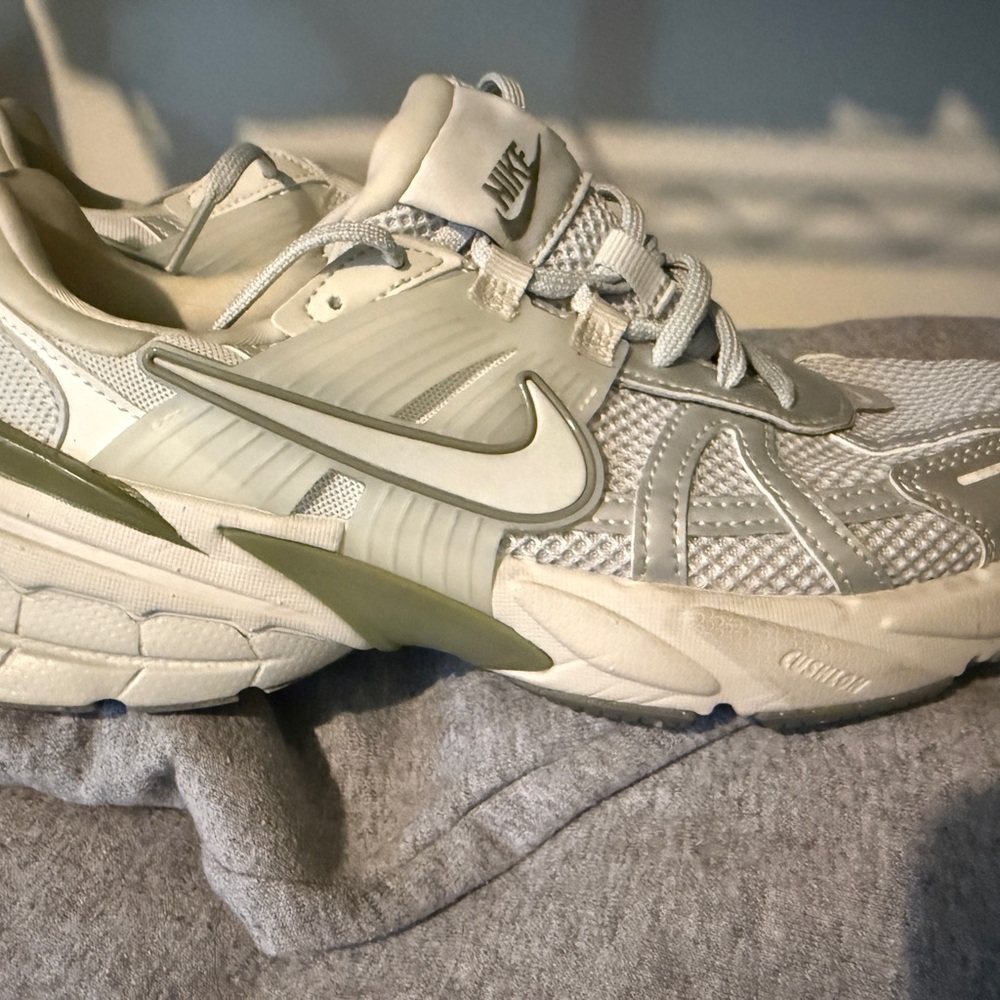 Nike Off-White and Light Gray/Green Sneakers